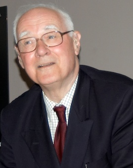 Photo credit: Julia Vitullo-Martin; Description: John Polkinghorne in Cambridge